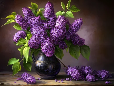 Purple Lilacs in Vase