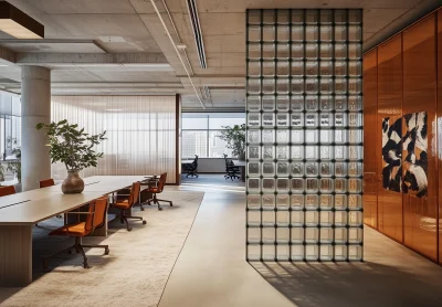 Modern Office with Glass Block Walls