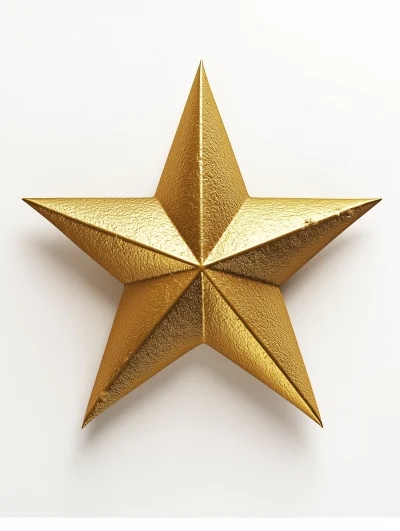 Golden Star on White Background