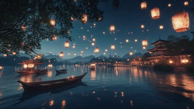 Tranquil Lake at Night