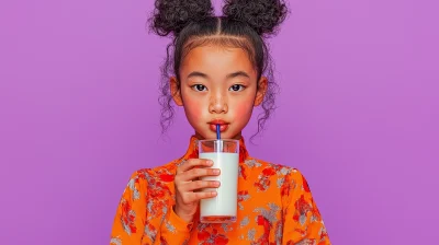 Happy Girl Drinking Milk