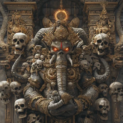 Demon Surrounded by Skulls