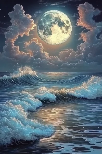 Moonlit Sea Painting