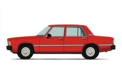 Red Sedan Cartoon Profile