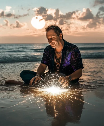 Reflective Hippie at the Beach