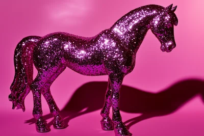 Pink Glittery Stallion Horse