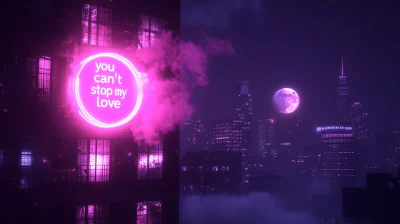 Psychedelic Neon Skyscraper Text