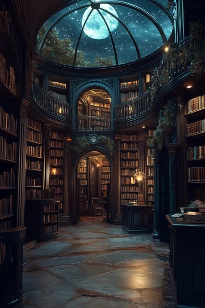 Elvish Library with Glass Dome Ceiling