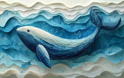 Whale Paper Sculpture Silhouette