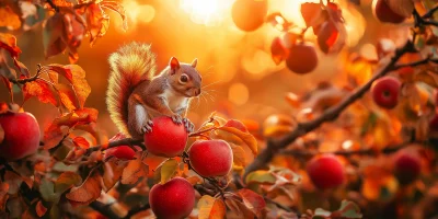 Autumn Apples with Squirrel