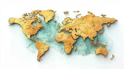 Bright Isolated World Map with State Borders