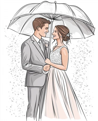 Bride and Groom Coloring Page