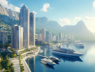 Luxury Modern Hotel Buildings with Harbor