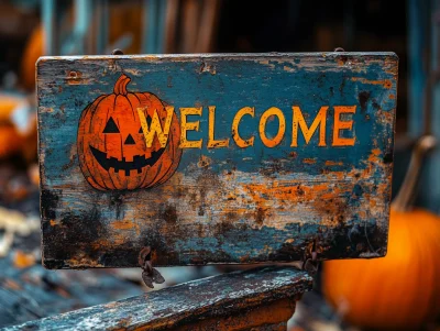 Welcome Wooden Halloween Sign