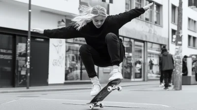 Skateboard Jump in Zurich Street