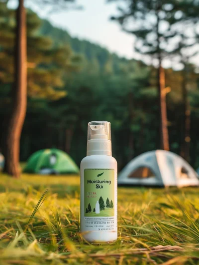 Skin Care Spray Bottle in Forest Setting