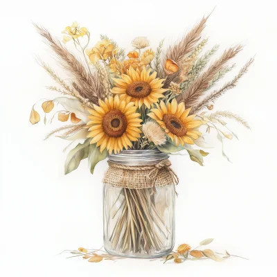 Autumn Bouquet in Glass Jar