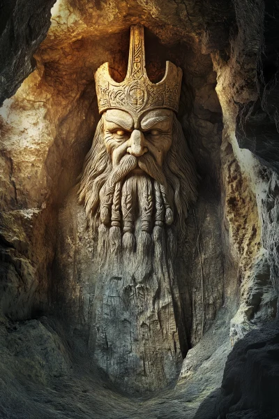 Dwarven King Statue in Underground Cave