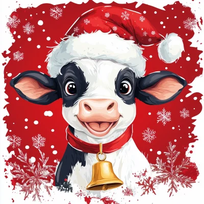 Festive Baby Cow Clipart