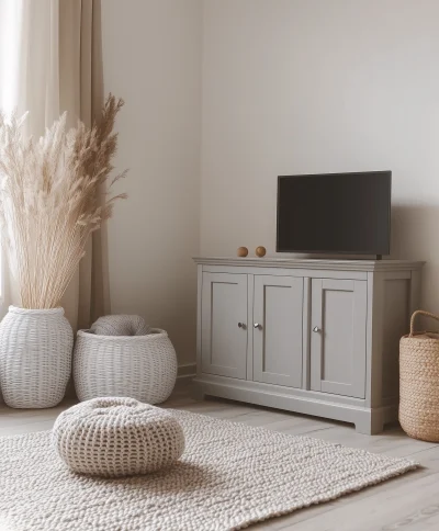 Corner TV Cabinet in Empty Room