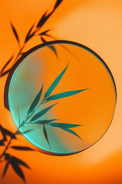 Abstract Glass Plate on Orange Gradient Background