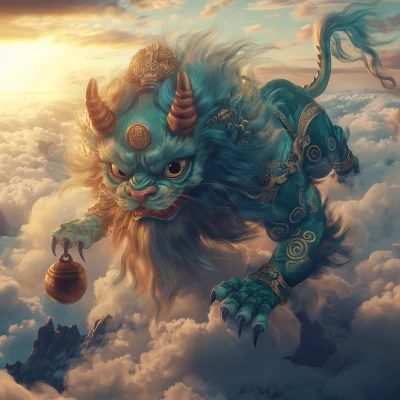 Ancient Chinese Creature on Mountain