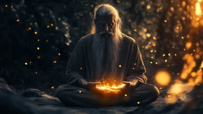 Old Wise Man Meditating