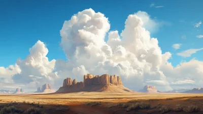 Desert Landscape with Cumulus Clouds