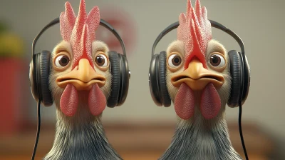 Chickens in a Podcast Studio