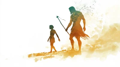 Epic David and Goliath Watercolor Illustration