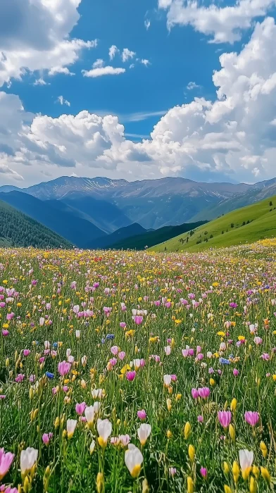 Colorful Wildflowers in Grassland