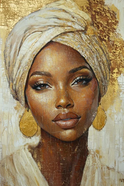 African Woman in White and Gold