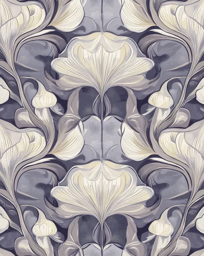 Grey Bells Pattern Fabric Design