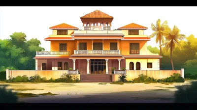 Desi Indian Jamindar Villa Illustration