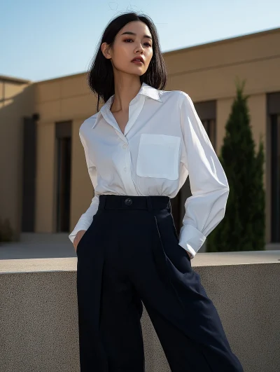 Fashion Model with Street Style Background