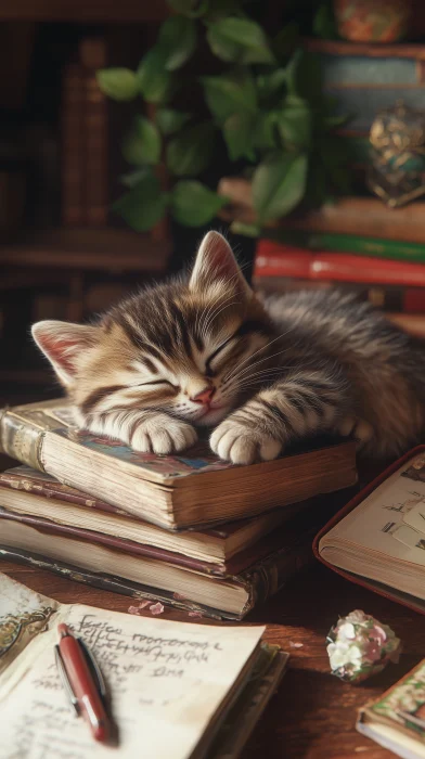 Newborn Kitten in Classroom