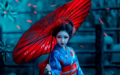 Beautiful Geisha in Feudal Japan