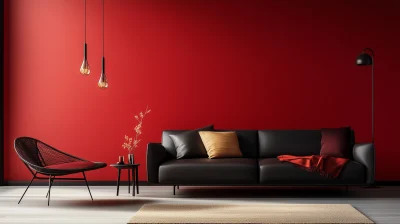 Modern Living Room with Red Walls