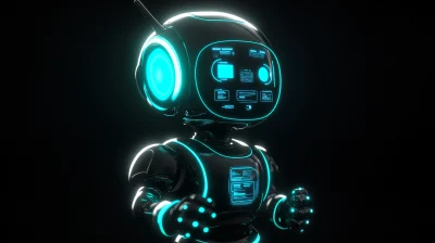 Glowing Neon AI Robot