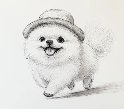 Adorable Pomeranian Pencil Sketch