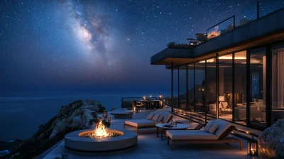 Luxurious Cliff Villa at Night