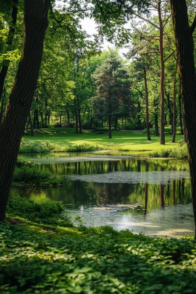 Serene Park with Romantic Lake