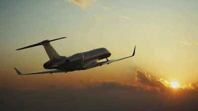 Private Jet in Sunset Sky