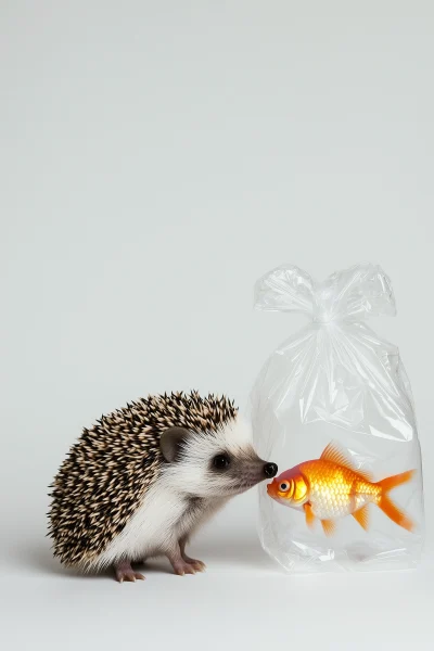 Hedgehog and Goldfish Poster