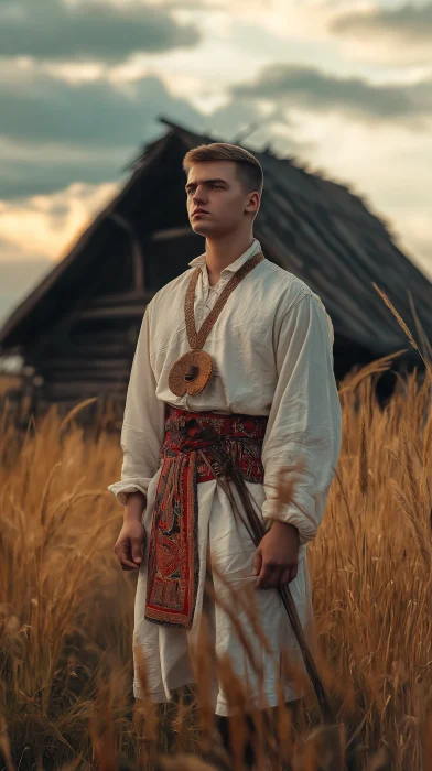 Ukrainian Young Man in National Clothes