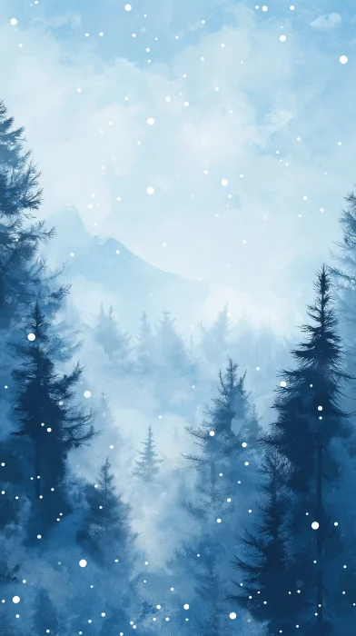 Winter Christmas Forest Illustration