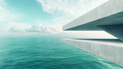 Overhanging Concrete Platform Above Ocean