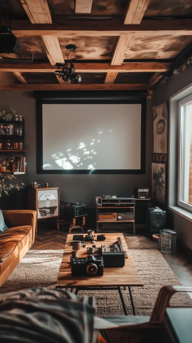 Vintage Projector in Modern Room