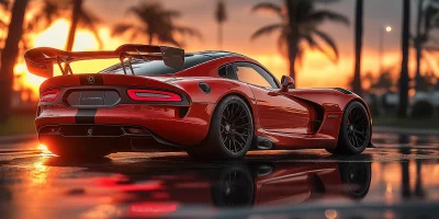 Afternoon Sun Lens Flare on Dodge Viper ACR