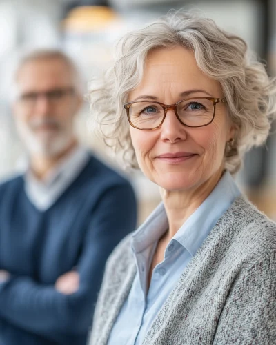 Portrait of Businesswoman and Businessman